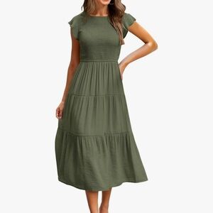 Women's Olive Green Midi Dress
